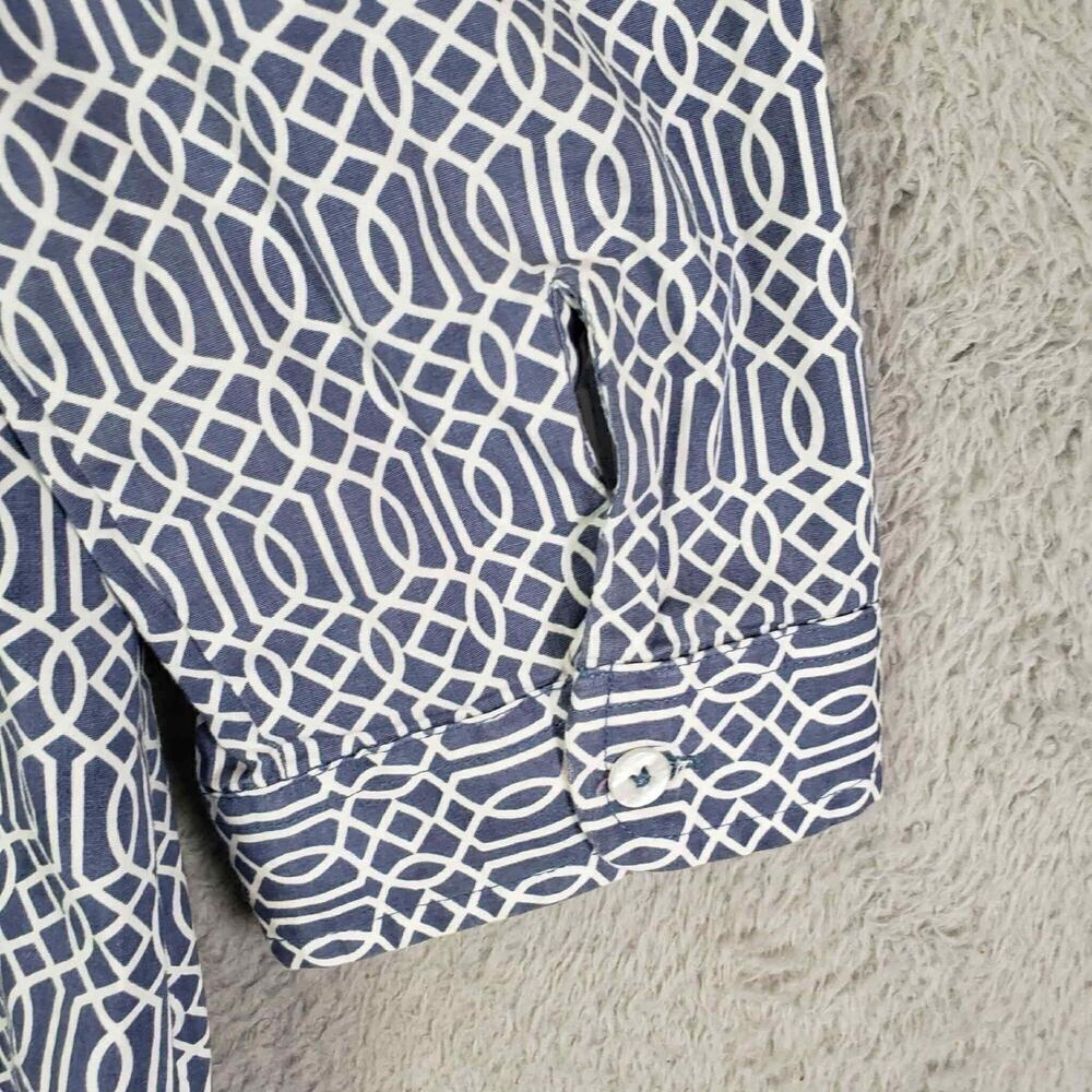 Tizzie Shirt Women's Size Large L Blue Geometric Long Sleeve Button Down - Picture 5 of 10